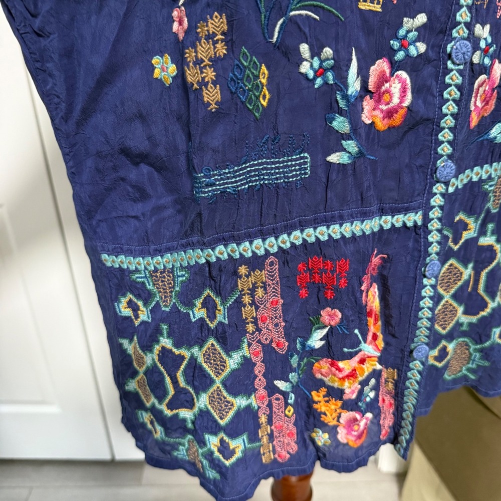 Johnny Was Catina Blouse Button Tunic Shirt Womens XL floral nature embroidered - Picture 13 of 14